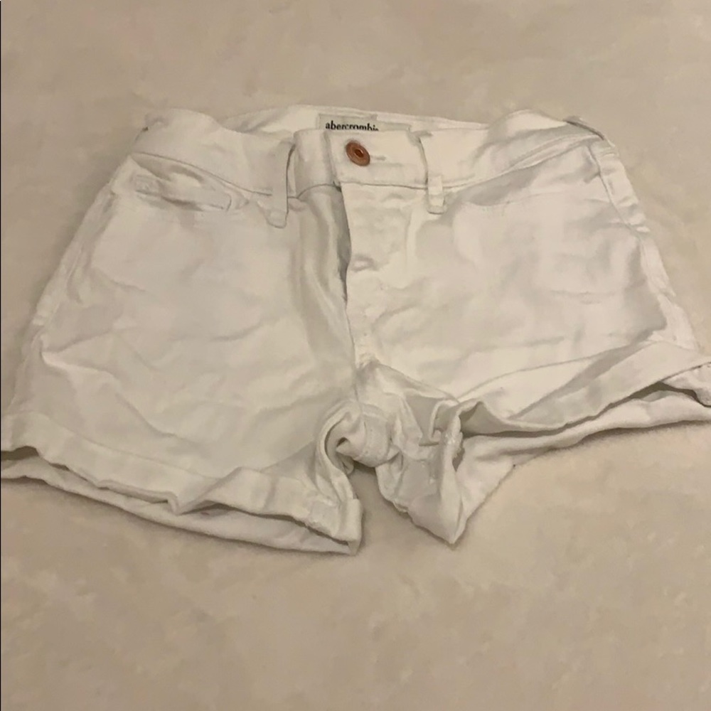 Abercrombie and Fitch kids white jean midi shorts